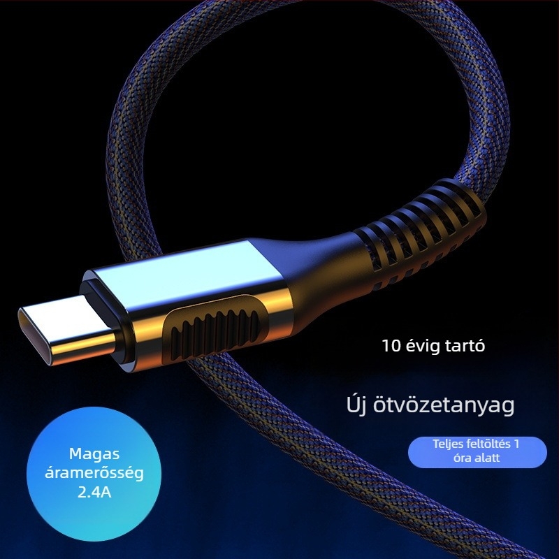USB denim töltőkábel Type-C Apple készülékekhez, gyors töltés, 36W, alumínium ötvözet