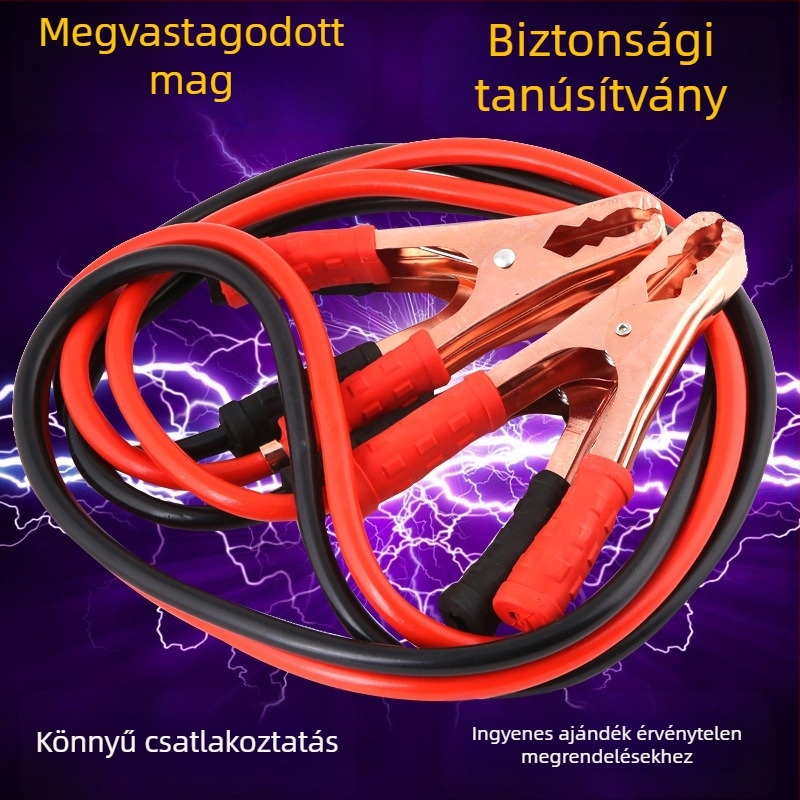 Autóakkumulátor indító kábel tiszta réz csipeszekkel, Fire Line, 1500A, vastagabb vezető