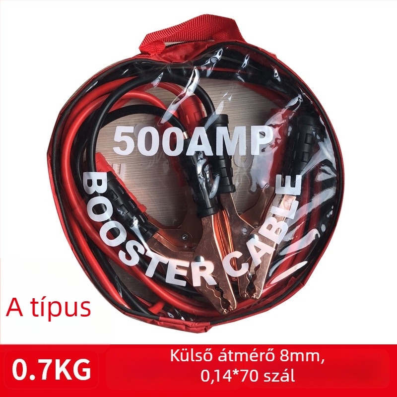 Autóakkumulátor indító kábel tiszta réz csipeszekkel, Fire Line, 1500A, vastagabb vezető