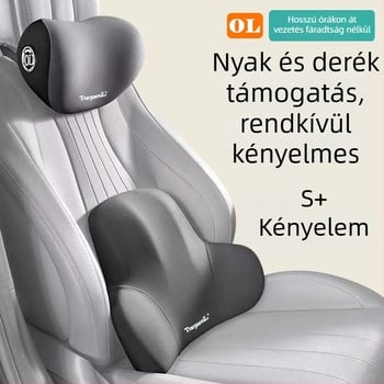 Autófej- és nyak- és ágyéki párna minden évszakra, univerzális illeszkedés, memóriahabos töltés, testreszabható