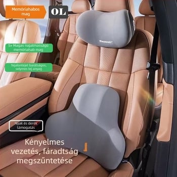 Autófej- és nyak- és ágyéki párna minden évszakra, univerzális illeszkedés, memóriahabos töltés, testreszabható
