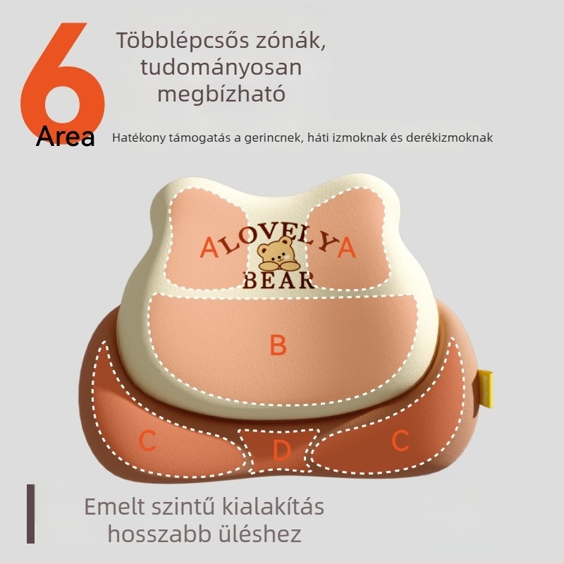 Autó-lumbális támasz párna – memóriahab, univerzális illeszkedés, medve minta, logónyomtatás, minden évszakra alkalmas minimalist stílus