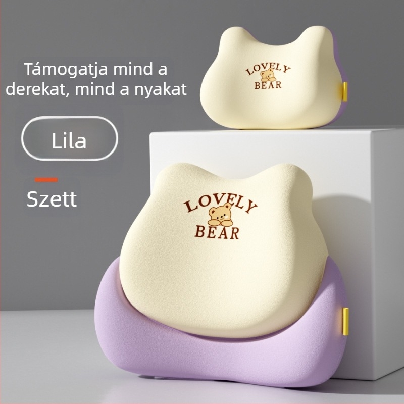 Autó-lumbális támasz párna – memóriahab, univerzális illeszkedés, medve minta, logónyomtatás, minden évszakra alkalmas minimalist stílus