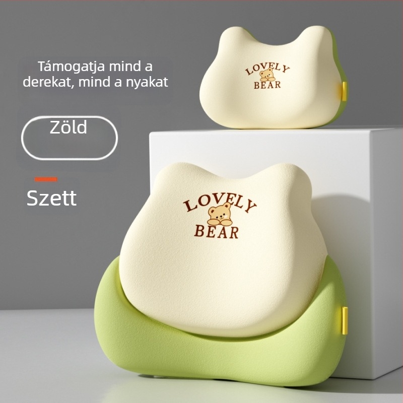 Autó-lumbális támasz párna – memóriahab, univerzális illeszkedés, medve minta, logónyomtatás, minden évszakra alkalmas minimalist stílus