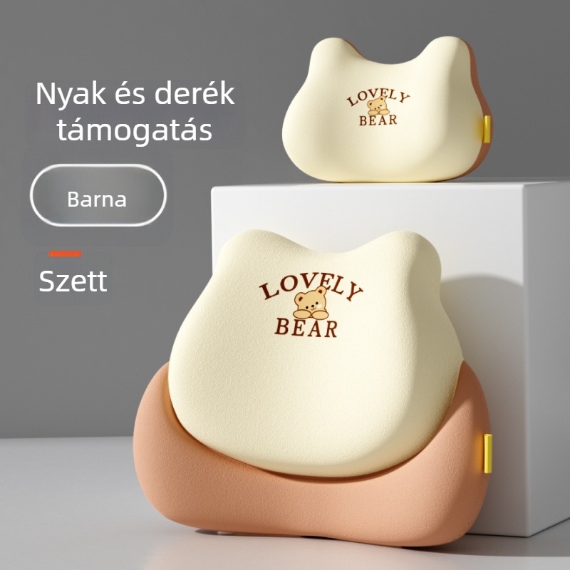 Autó-lumbális támasz párna – memóriahab, univerzális illeszkedés, medve minta, logónyomtatás, minden évszakra alkalmas minimalist stílus