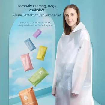 Túra esőponcsó PE anyagból - teljes testet fedő, hosszú, felnőtt, egyszer használatos