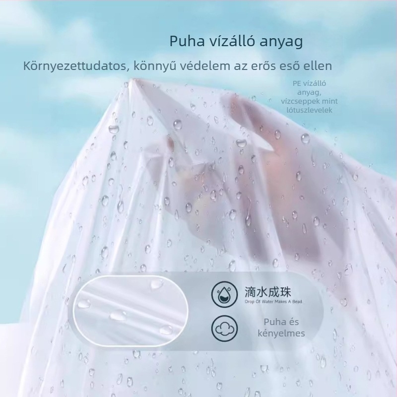 Túra esőponcsó PE anyagból - teljes testet fedő, hosszú, felnőtt, egyszer használatos