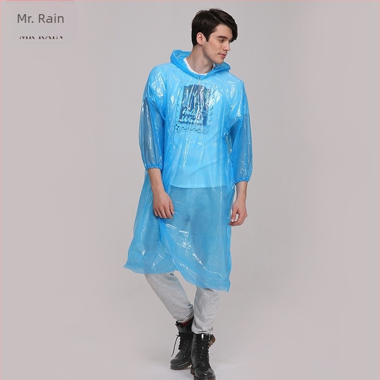Mr. Rain Átlátszó teljes testet fedő esőponcho PE-ből, egyszer használatos, gyalogos esővédő felnőtteknek