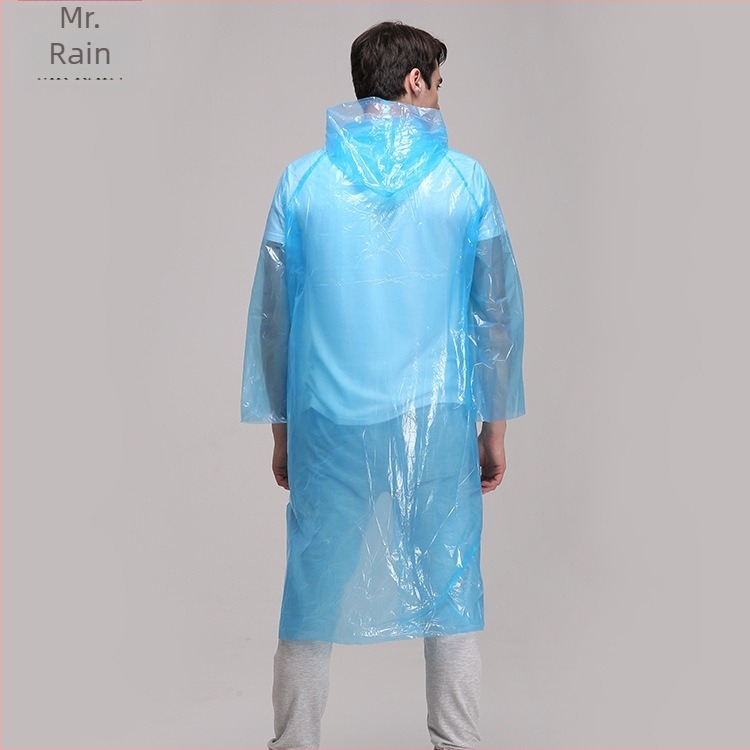 Mr. Rain félátlátszó esőkabát patent elülső záródással, PE anyagú, egyszer használatos, felnőtt kültéri esővédő