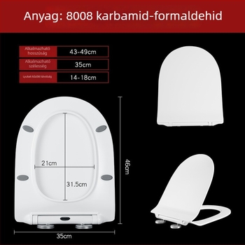 U-alakú WC-ülőke, párnázott, 14-18 cm lyukak közötti távolság, Modell 8008, Anyag: ureа-formaldehid gyanta