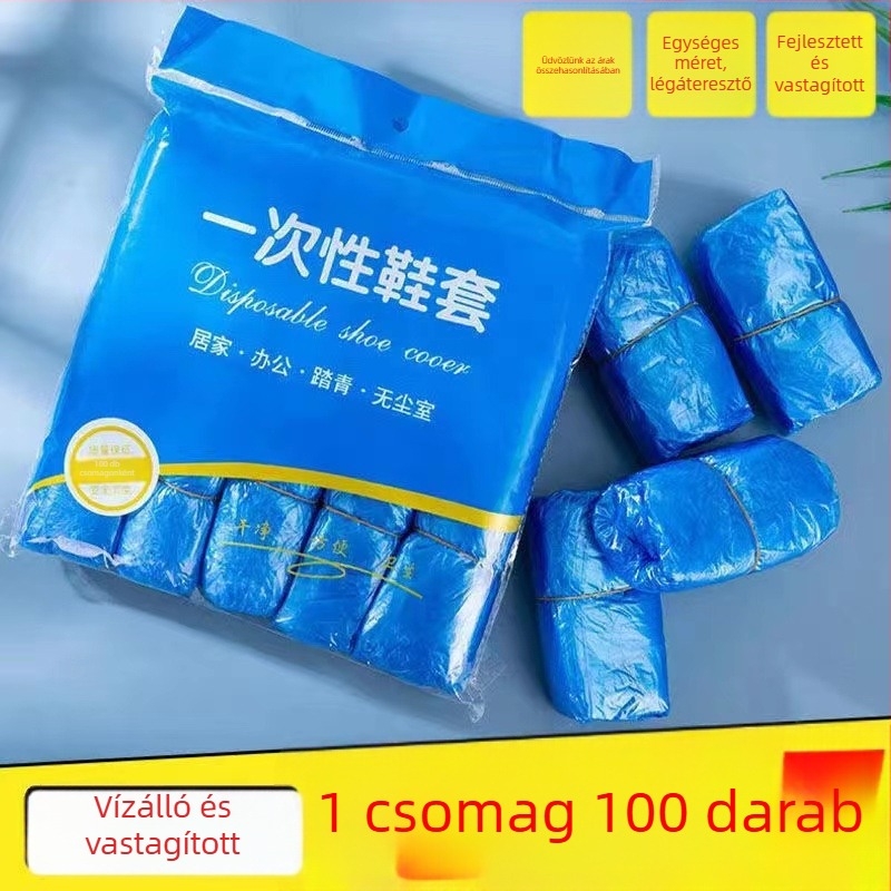Egyszer használatos műanyag cipővédők, vastagított kivitel, beltéri vízálló, kopásálló, csúszásmentes, számítógépes szobákhoz