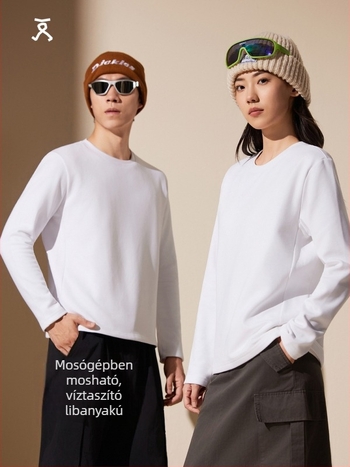 Tuozu Pamutkeverék Hosszú Ujjú Póló Kerek Nyakkal, Japán-Koreai Casual Stílus (7601)