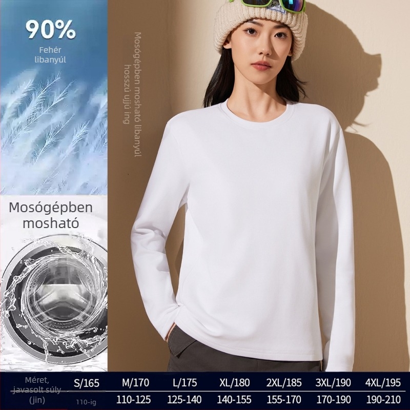 Tuozu Pamutkeverék Hosszú Ujjú Póló Kerek Nyakkal, Japán-Koreai Casual Stílus (7601)