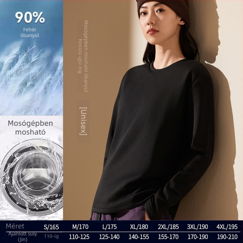 Tuozu Pamutkeverék Hosszú Ujjú Póló Kerek Nyakkal, Japán-Koreai Casual Stílus (7601)