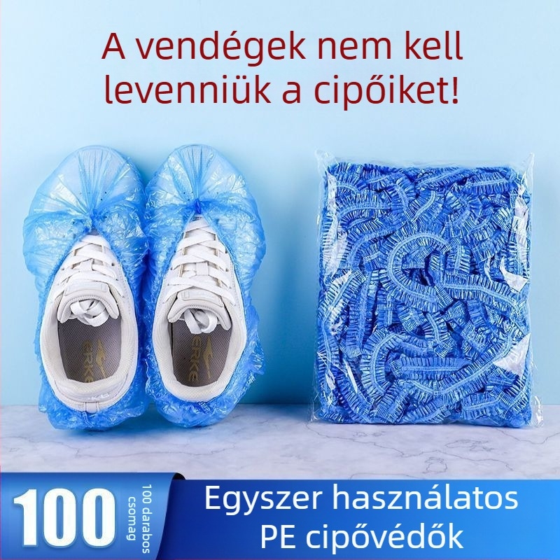 Egyszer használatos cipővédők, PE polietilen, vastagság 0.6-0.7, nem biodegradálható, 4 éves élettartam