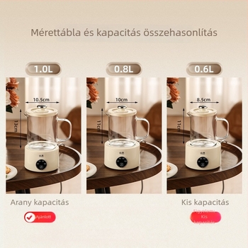 Üveg egészséges teáskanna otthoni és irodai használatra, száraz égés elleni védelem, 1 L, 360 W, 220 V
