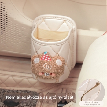 Bőr autós pohártartó és ajtóhoz akasztható tároló, modell H182, Zhejiang eredetű