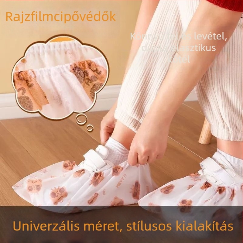 Egyszer használatos cipővédő fedők kartún mintával, nem szőtt anyagból, 50 db, biológiailag lebomló, nyomtatás testreszabható