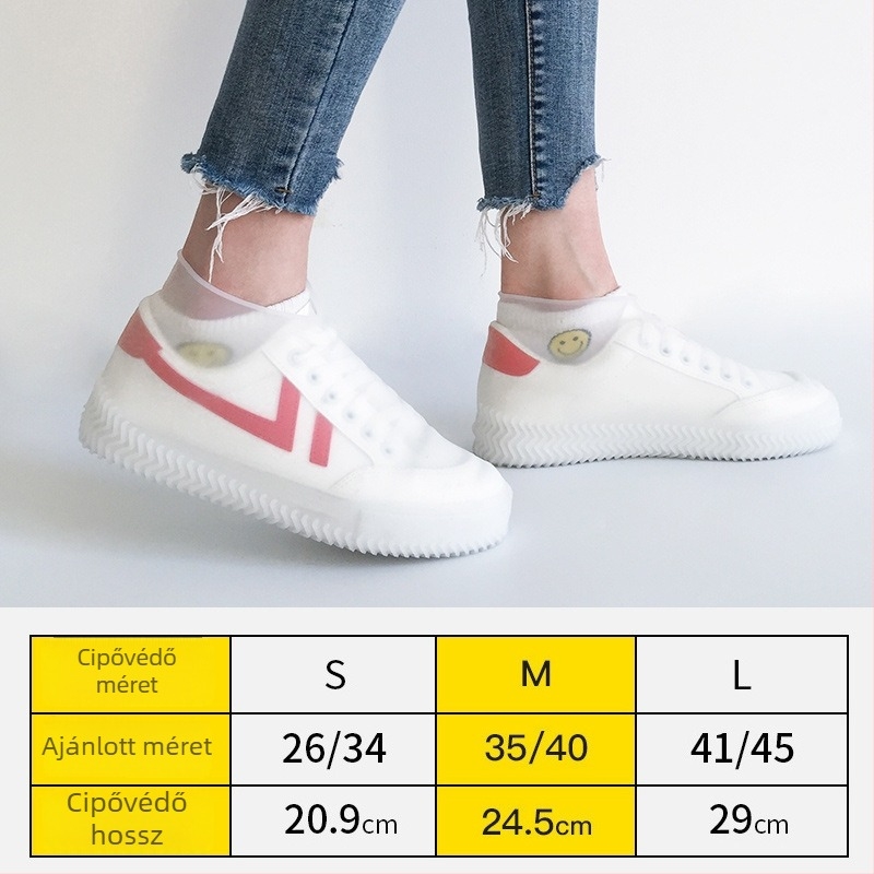 Szilikon esővédő cipővédő, vízálló, csúszásmentes, kopásálló, vastított kivitel, felnőttek és gyerekek számára, hordozható