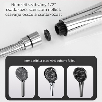 Rozsdamentes acél rugós zuhany tömlő a fürdőszobához, modell LYG01, névleges nyomás 1.5, hőmérséklet-tartomány 20–150°C, kézi szerelés