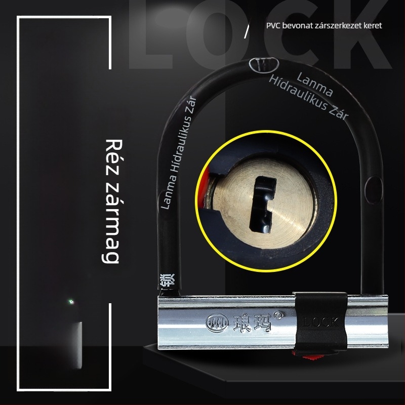 Langma915 U-formájú zár motorkerékpárokhoz és elektromos kerékpárokhoz, ötvözött acél és réz, 1,05 kg, alkalmas motorkerékpárokra, elektromos kerékpárokra, triciklisekre, elektromos robogókra és kerékpárokra