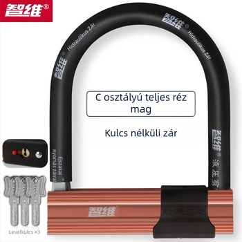 U alakú zár, ötvözött acélból, hidraulikus vágás elleni védelem, elektromos kerékpárok, motorkerékpárok és kerékpárok számára, súly 2000 g