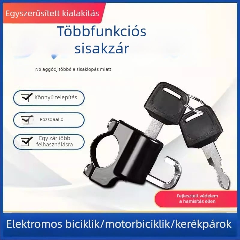 Sisakzár motorkerékpár és kerékpár sisakhoz, Shengwang univerzális modell, fém lopás elleni zár, alkalmas körcsövekre