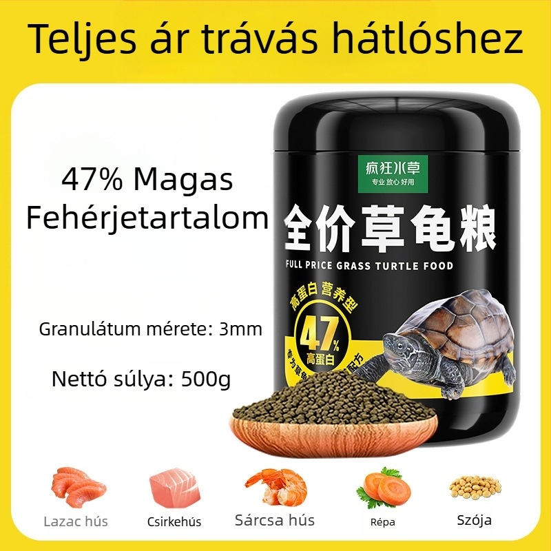 Crazy Water Grass granulált teknős etető – vízi teknősök fiatal egyedeinek, magas fehérjetartalmú, granulátum típusú eledel, 300 g vagy 500 g, vízi háziállat eledel