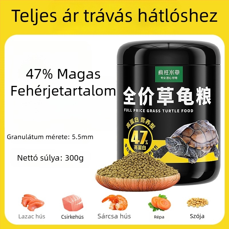 Crazy Water Grass granulált teknős etető – vízi teknősök fiatal egyedeinek, magas fehérjetartalmú, granulátum típusú eledel, 300 g vagy 500 g, vízi háziállat eledel