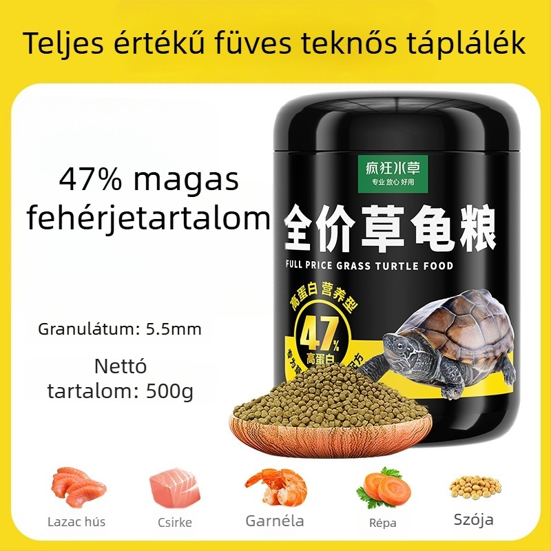 Crazy Water Grass granulált teknős etető – vízi teknősök fiatal egyedeinek, magas fehérjetartalmú, granulátum típusú eledel, 300 g vagy 500 g, vízi háziállat eledel