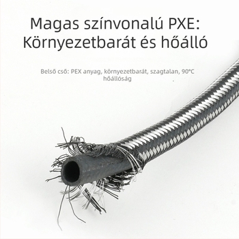 Csaphoz vezető rozsdamentes acél vízellátó tömlő – 304, 1.5 MPa, 0–95°C, menetes csatlakozás