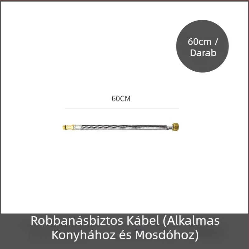 Csaphoz vezető rozsdamentes acél vízellátó tömlő – 304, 1.5 MPa, 0–95°C, menetes csatlakozás