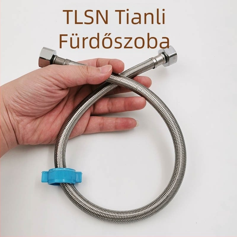 TL89022 Kétrészes rozsdamentes acél vízellátó tömlő bojlerhez, tekerhető csatlakozás, anyaga: rozsdamentes acél + nylon, névleges nyomás 0-1.0 MPa, működési hőmérséklet 0-85°C