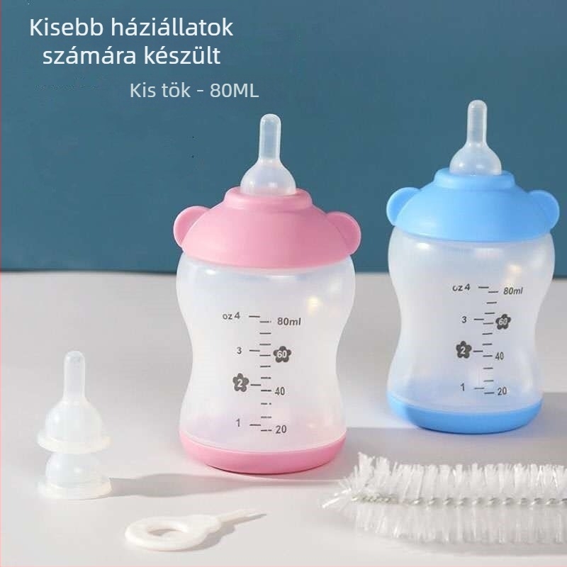 Műanyag háziállat etetőüveg, 100 ml kapacitású, macskáknak, kutyáknak, hörcsögöknek és chinchilláknak
