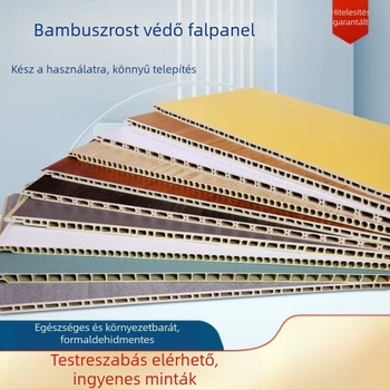 Fali panel burkolópanel — Anyagok: PVC kő-plasztik panel, bambuszfa rostpanel, integrált falpanel, fa furnír; Modell: falpanel wainscoting; Hangszigetelés: 0.35-0.8; Hővezetés: 0.11; Szerelés elérhető