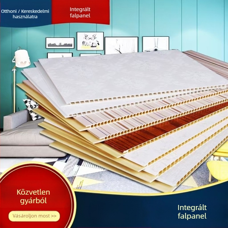 Fali panel burkolópanel — Anyagok: PVC kő-plasztik panel, bambuszfa rostpanel, integrált falpanel, fa furnír; Modell: falpanel wainscoting; Hangszigetelés: 0.35-0.8; Hővezetés: 0.11; Szerelés elérhető