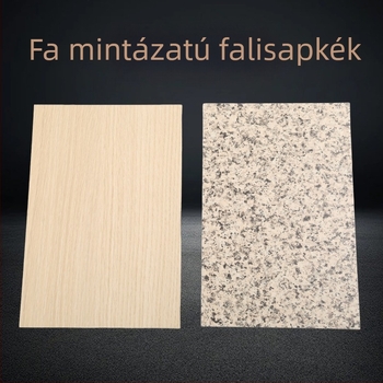 Négyzet alakú falpanelen fa textúrával, alumínium-plasztik panel PE bevonattal, kültéri használat