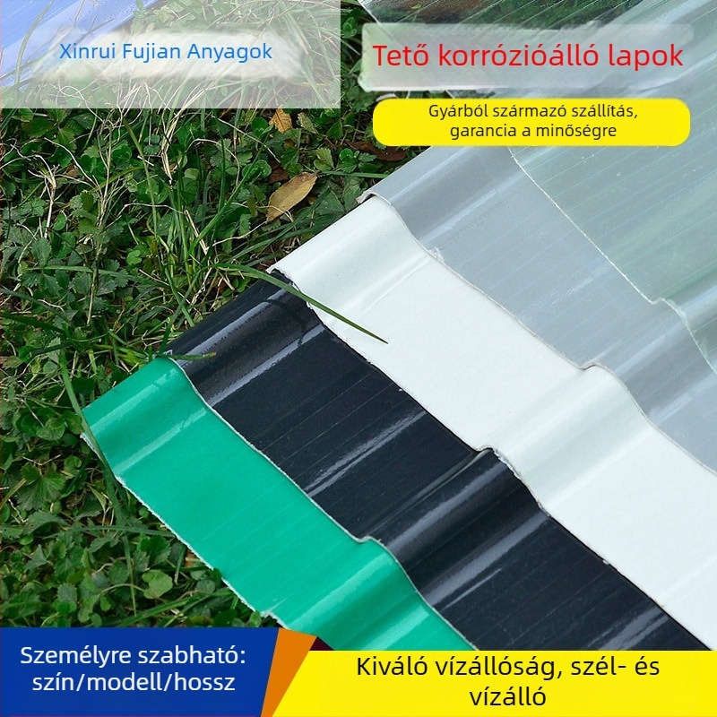 FRP tetőcserép - üvegszál-erősített műanyag, poliészter korrózióvédett, tűzálló tetőlemez