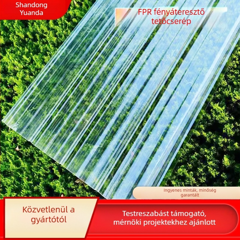 FRP tetővilágító panel, kis hullámtípus, UV védelem, esőálló, átlátszatlan