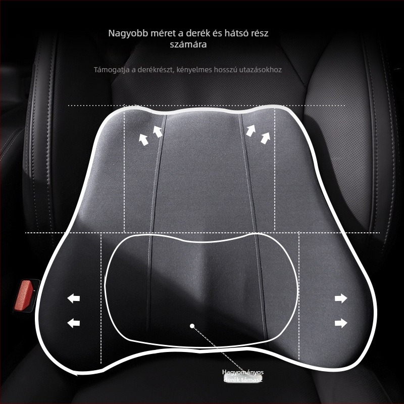 Autóba és irodai székre egyaránt használható fej- és deréktámasz párna memóriahab töltettel, jóga anyagú huzattal, univerzális kompatibilitás, négy évszakos használat, könnyű luxus stílus