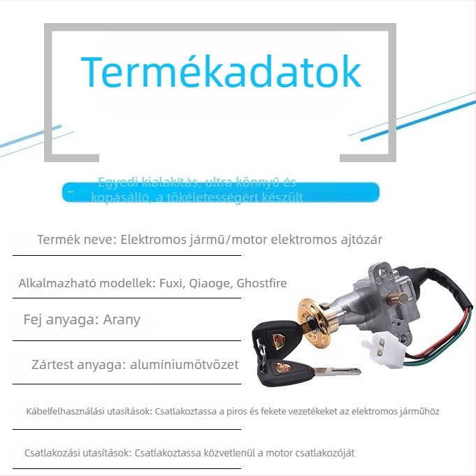 Elektromos ajtózár elektromos járművekhez (Alkalmazási terület: elektromos ajtózár; Modell: Qiaoge; Márka: Mojielong)