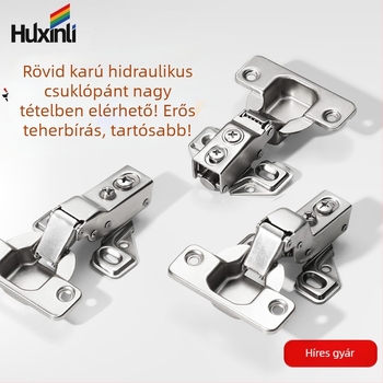 Rövid karú bútorajtó-zsanér, szekrények és gardróbok számára, amerikai stílus; anyag: hidegen hengerelt acél; bevonat: réz-nikkel; hidraulikus csillapítás, halk működés