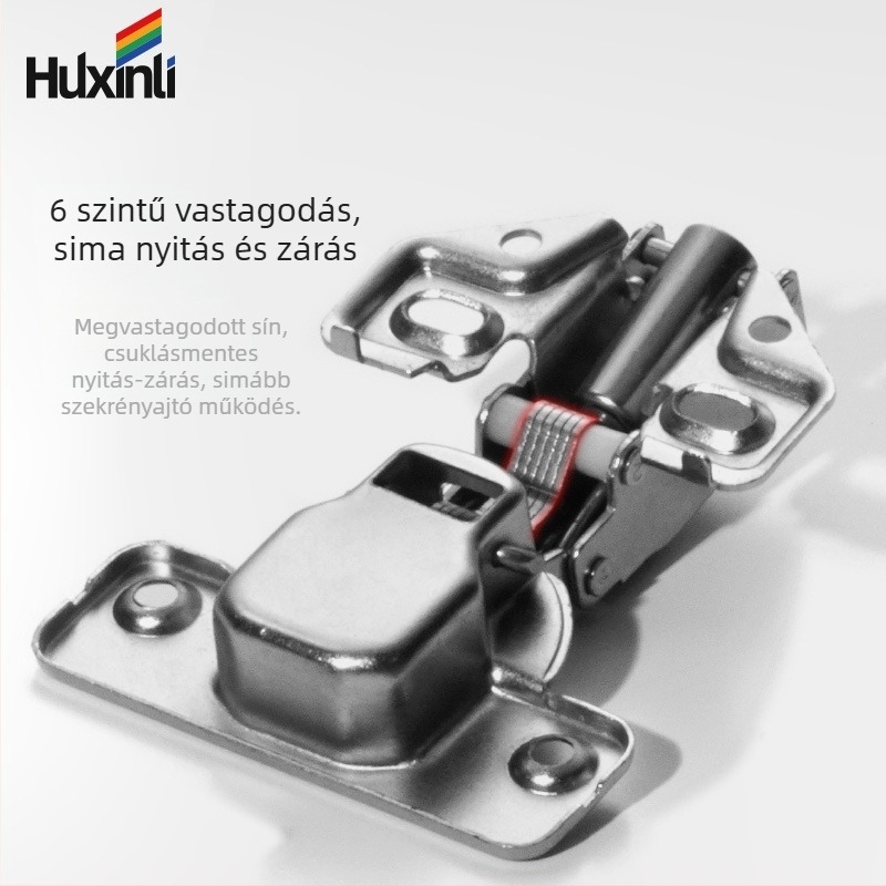 Rövid karú bútorajtó-zsanér, szekrények és gardróbok számára, amerikai stílus; anyag: hidegen hengerelt acél; bevonat: réz-nikkel; hidraulikus csillapítás, halk működés