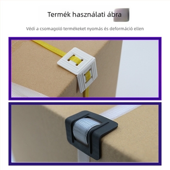 PP műanyag sarokvédők és csúszásmentes hevederzárak ipari csomagoláshoz — típusok L20/L32, papírsarokvédők 10 cm és 5 cm, nehéz stílus 50 mm