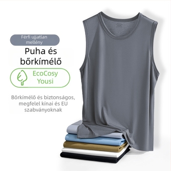 Férfi keresztpántos ujjatlan felső, Yuke Silk, 70% viszkóz, szabott fazon, selyemfény