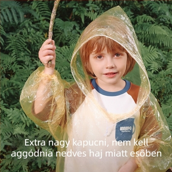 Gyerekeknek szóló egyszer használatos esőponcsó, vastag PE anyagból, utazáshoz hordozható