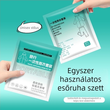 Integrált egyszer használatos esőponcsó nadrággal, PE anyag, túrázáshoz, felnőtteknek