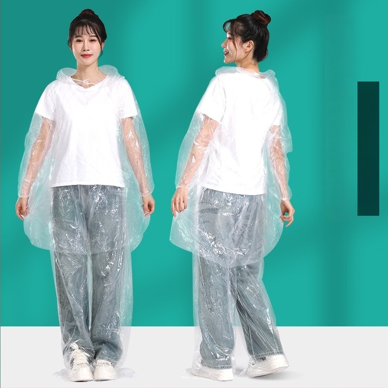 Integrált egyszer használatos esőponcsó nadrággal, PE anyag, túrázáshoz, felnőtteknek