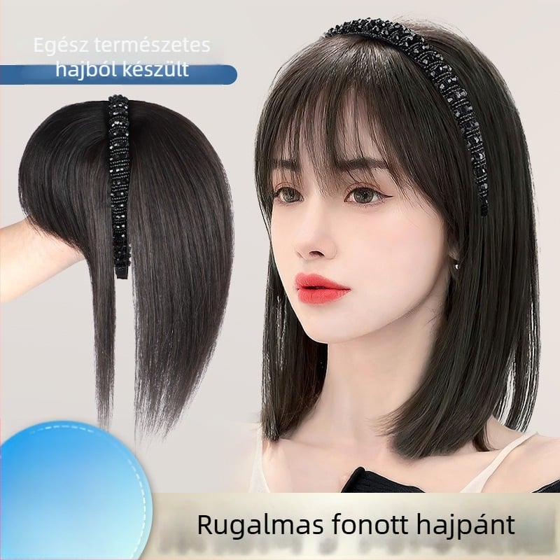 Valódi emberi hajból készült paróka-rész – egyenes haj, kristály fejpánttal, póthaj egy darabban, festhető