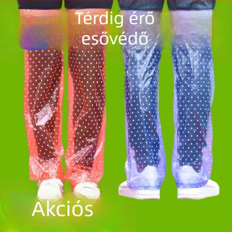 Uniszex esőponcsó hosszabbított ujjaival és lábszárvédőkkel, műanyag anyag, átlagos vastagság, túrázásra